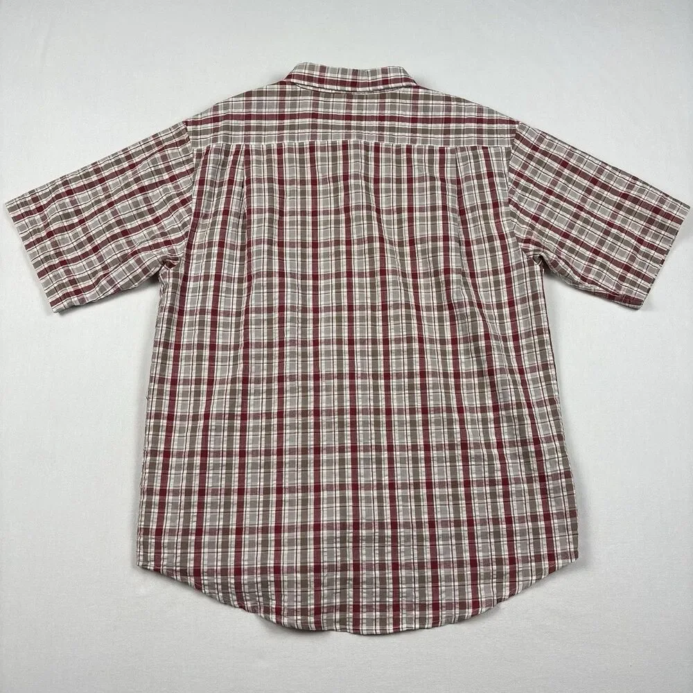 Vintage Y2K Route 66 Men's Casual Shirt Red Plaid Cotton Size M Short Sleeve - Picture 2 of 8